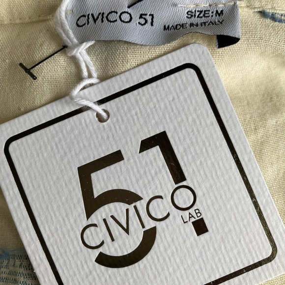 Civico 51 Lab Cream Button-Up Shirt Embroidered Blue Paisley Made in Italy NWT - Picture 6 of 8